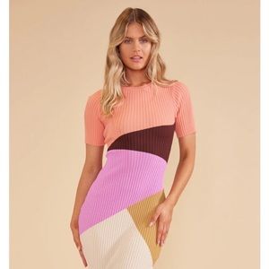 Mink Pink size Small Midi dress - pink/cream/peach